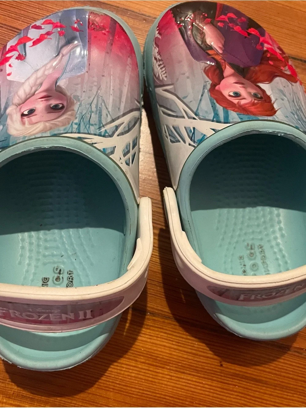 CROCS Kids Frozen II Light Blue, White & Pink Water Clogs